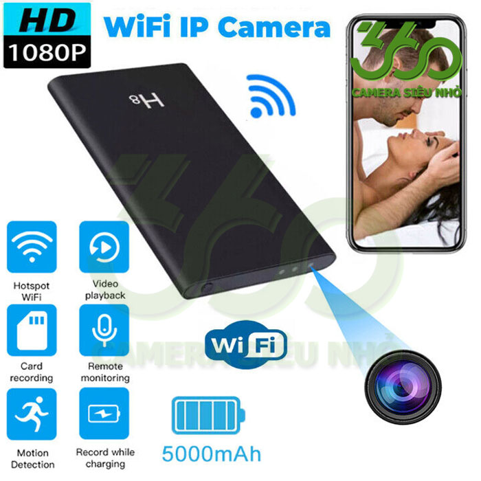 camera ngụy trang pin sạc dự phòng wifi h8