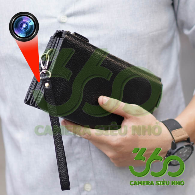 camera ngụy trang ví da cầm tay tiện lợi mang theo bên mình